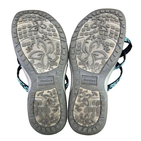 Skechers Memory Foam Thong Slip On Sandals Size 6 Aqua Blue Straps - Picture 6 of 6